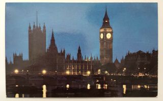 England 1960s Pan Am Airline Advertising Postcard House Of Parliament