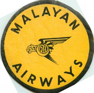 Malayan Airways - Historic & Scarce Pre - Malaysia Airline Luggage Label,  1946