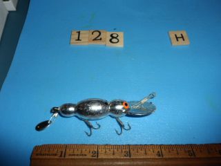 T0128 H Vintage Bomber Water Dog Fishing Lure Wood W Chrome Paint