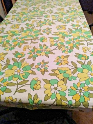 Vintage,  Flower Power,  Cotton Tablecloth,  52 " X 64 ",  Collectible,  Kitchen,  Mcm