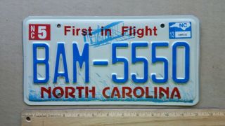 License Plate,  North Carolina Wright Bros.  Plane @ Kitty Hawk Triple 5: Bam 555 0