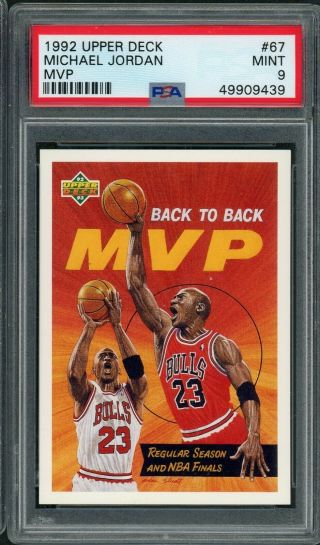 Michael Jordan Chicago Bulls 1992 Upper Deck Mvp Basketball Card 67 Graded Psa 9