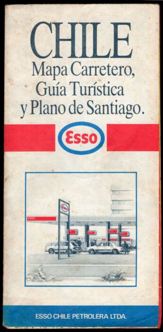 Esso Oil Vintage Road Map Chile 1985