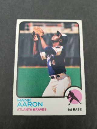 Vintage 1973 Topps Baseball Card Hank Aaron 100 Braves Centered
