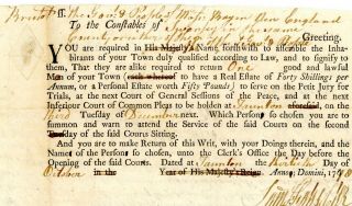 1778 Early Am - Doc 1 Good & Lawful Man With An Estate Of 50 To Serve Petit Jury