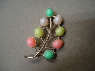 Vintage Sarah Coventry Colorful Rhinestone Leaf Brooch Pin