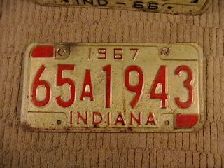 Indiana 1967 License Plate 65a1943 Posey County White & Black