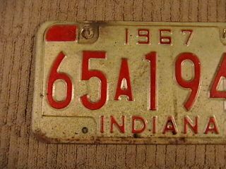 INDIANA 1967 LICENSE PLATE 65A1943 POSEY COUNTY WHITE & BLACK 2