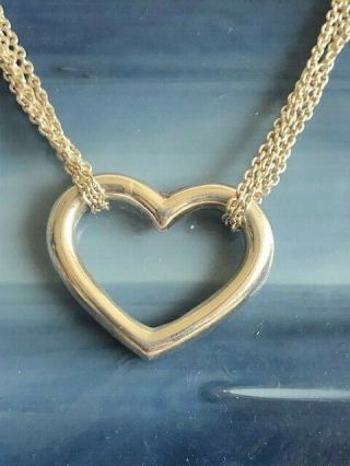 Vintage Cw Sterling Silver Multi Chain Necklace With A Heart Pendant