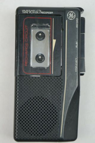 Vintage Ge 3 - 5370b Black Microcassette Tape Player / Recorder 2 Speed -