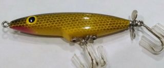 Vintage Weber " Shadrac " Minnow Lure Green / Scale / Yellow Colors Wood