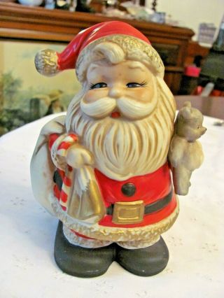 Vintage Homco 5610 Santa Claus With Teddy Bear Bank Christmas Figurine