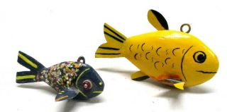 2 Vintage Jerry Matzen Mini Sunnys Folk Art Fish Spearing Decoy Ice Fishing Lure