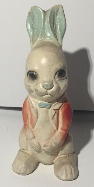 Vintage Chalkware Easter Bunny Rabbit 4 1/2 " Figure