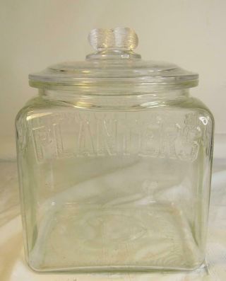 Antique Planters Peanuts Glass Jar Store Display With Peanut Handle Lid - Minty