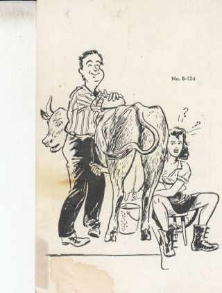 Sexy Risque Vintage Vintage Postcard - Woman Milking Cow