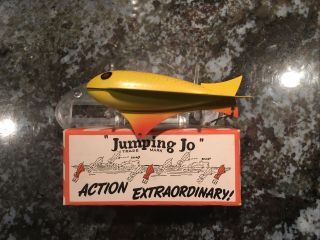 Vintage Jumping Jo Yellow Fishing Lure Antique Tackle Box Bait Bass Musky Pike