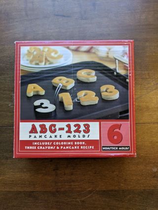 Vintage Abc 123 Letters And Numbers Metal Pancake Molds Nonstick Boxed Set