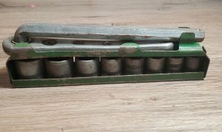Vintage Indestro 1451 1/2 " Drive Socket Set Hex Ratchet Usa Green Case