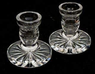 Signed Vintage Waterford Lead Crystal Cut - Glass Single Candle Holders
