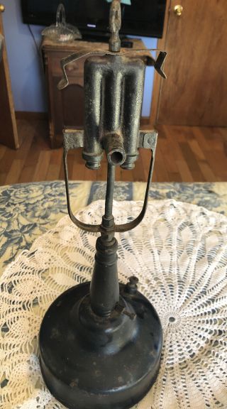 Antique Coleman Quick - Lite Gas Table Lamp No Shade Repurpose Repair Parts Wood