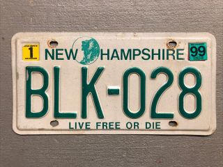 Vintage Hampshire License Plate Old Man Of The Mountain Blk - 028 1999 Sticker