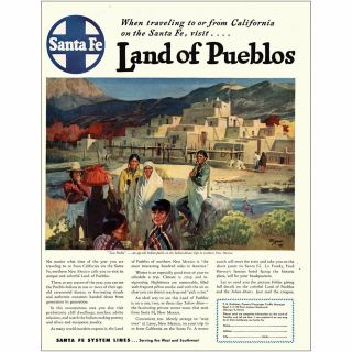 1947 Santa Fe Railway: Land Of Pueblos Vintage Print Ad