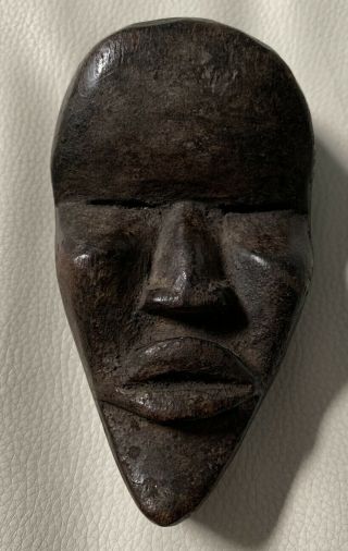 Antique African Art Wood Carved Mask Small Approx.  4.  5 “x 2”