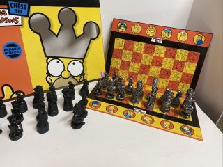 The Simpsons Chess Set Rare Edition - Antiqued Metal - Style 2005 Complete Homer