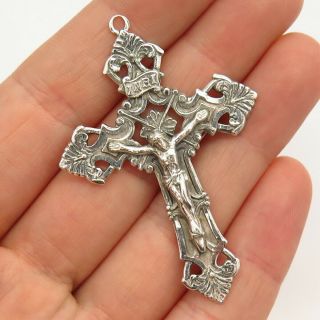 925 Sterling Silver Antique Chapel Inri Crucifix Cross Pendant