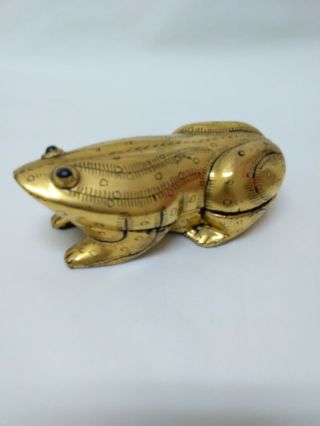 Vintage Black Lacquer And Gold Frog Shaped Trinket Box