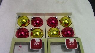 8 Large Vintage Shiny Brite Red And Gold Christmas Ornaments 3 1/2 " By 3 "