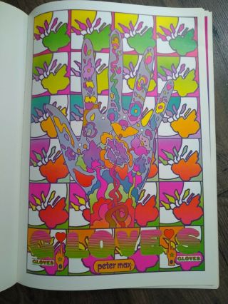 Rare Vintage 1969 Peter Max - " Gloves " Psychedelic Art Poster