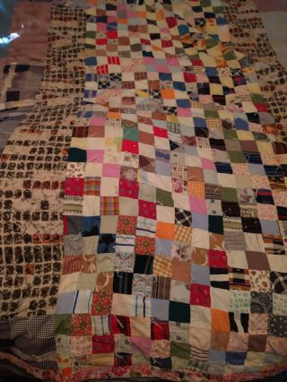 Antique Vintage Hand Sewn Patchwork Quilt Blanket 65 X 92.  5