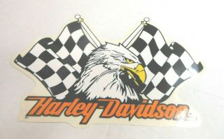 Harley - Davidson Checkered Flag Eagle Window Decal 8 - 1/2 " X 5 - 3/4 "