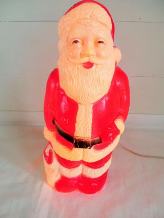 Vintage Union Products Christmas Plastic Santa 13 " Blow Mold With Light