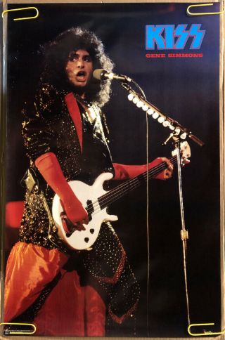 Vintage Poster Kiss Gene Simmons Neil Zlozower Pin Up 1985 Rock Music