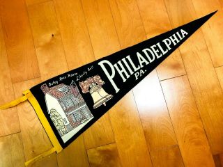 Vintage Felt Pennant Flag - Philadelphia,  Pa - Betsy Ross House Liberty Bell Js