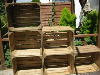 6 Solid Wooden Apple Crates Fruit Boxes Home Decor Shelving & Storage
