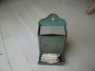 Vintage Antique Tin Match Dispenser Wall Mount P.  N.  Co.  Usa With Old Matches