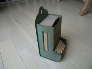 Vintage Antique Tin Match Dispenser Wall Mount P.  N.  Co.  USA With Old Matches 3