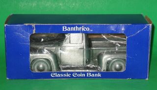 1974 Banthrico Classic Coin Bank Vtg 1953 Ford Pickup Truck Metal Box