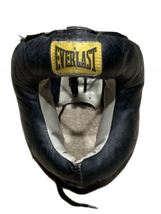 Vintage Everlast Boxing Headgear Leather Black