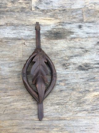 Antique German Black Forest Carved Oak Leaf Cuckoo Clock Pendulum