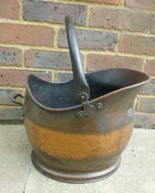 Vintage Copper/brass Helmet Style Coal Bucket Scuttle
