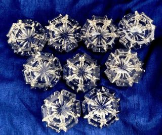 Set Of 9 Vintage Clear Cut Glass Crystal ? Salt Dip Cellars Elegant Pattern