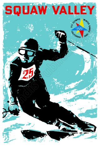 Squaw Valley Lake Tahoe 1960 Winter Olympics Vintage Advertising Poster