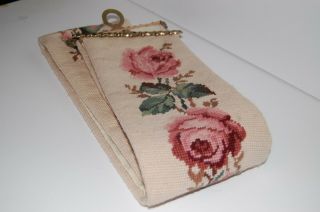 Antique Servants Bell Pull Needlepoint Tapestry Edwardian Victorian Butler