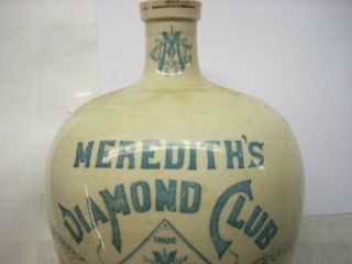 Antique 1890 ' s Meredith ' s Diamond Club Pure Rye Whiskey,  East Liverpool,  Ohio 2