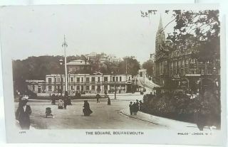 Vintage Rp Postcard The Square Bournemouth Mart Empress Hotel 1924 Rppc